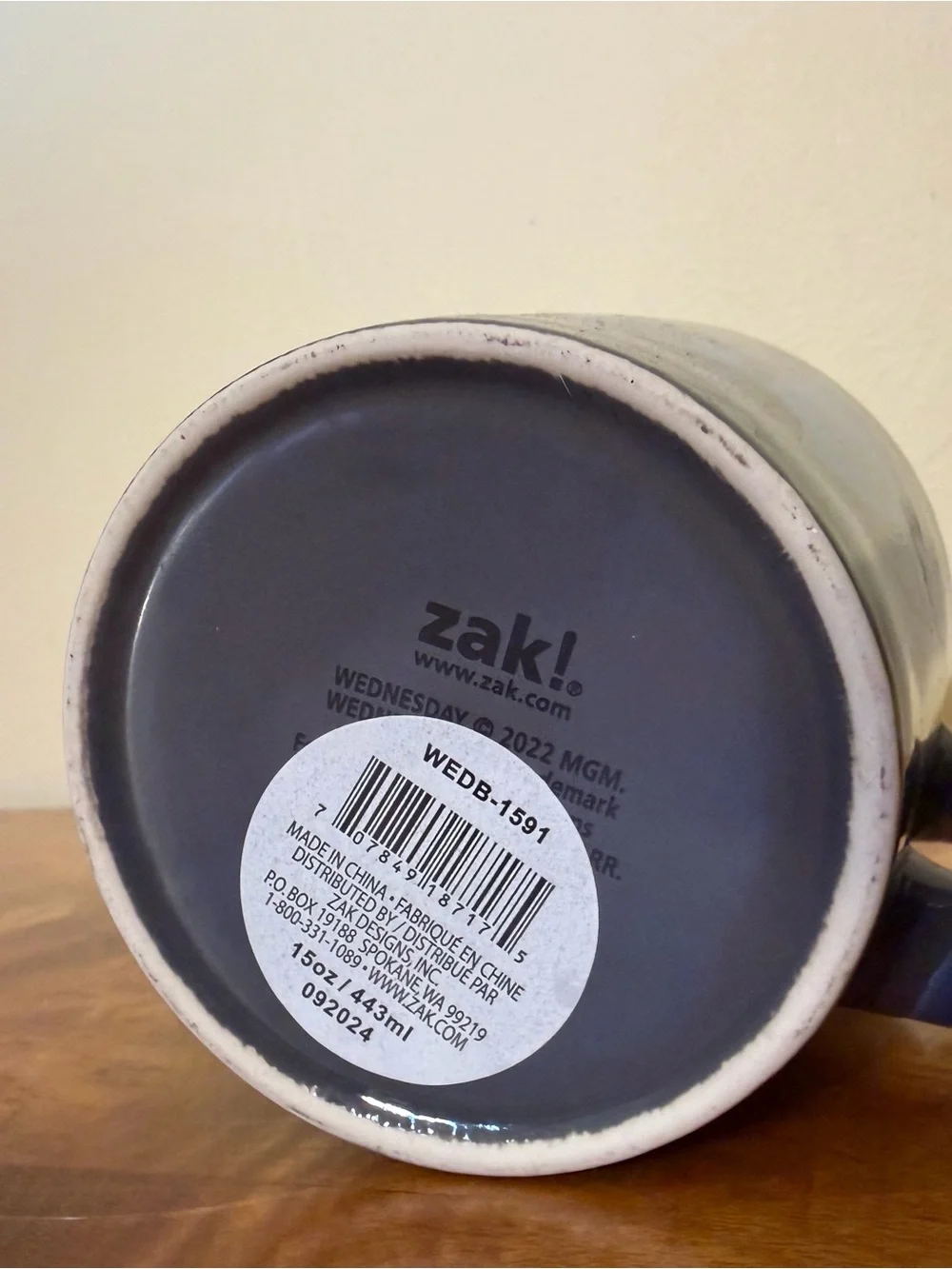 Zak! Wednesday Addams Nevermore Academy Ceramic Coffee Mug Gray 15 fl oz